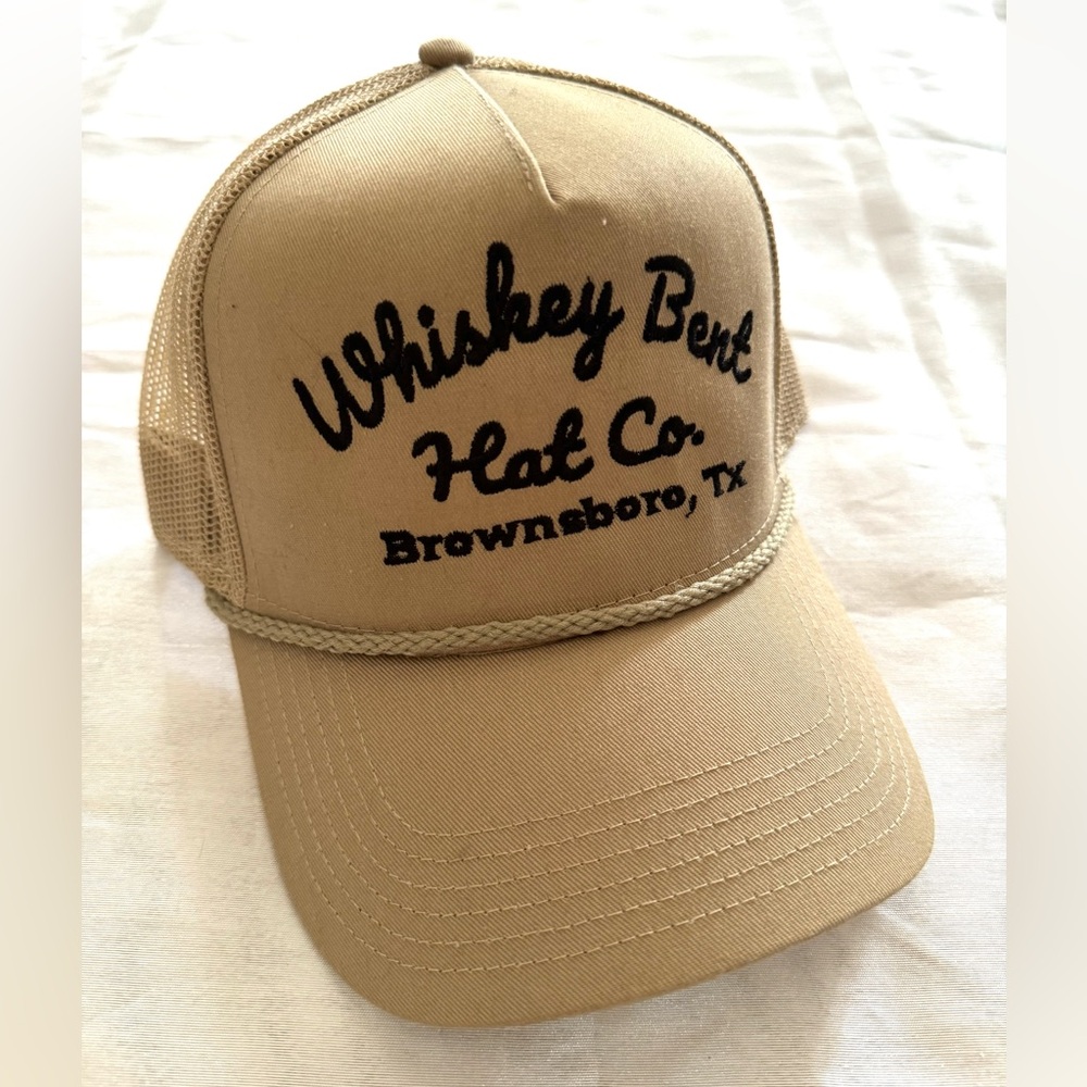 Whiskey Bent Hat Co. Tan trucker style hat